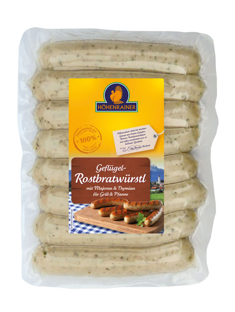 hoehenrainer-gefluegel-rostbratwuerstl-8er-pack Höhenrainer Geflügel-Rostbratwürstl, 8 Stück.