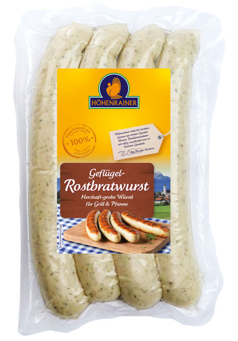 hoehenrainer-gefluegel-rostbratwurst-4er-pack Höhenrainer Geflügel-Rostbratwurst, 4 Stück.