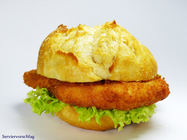 Höhenrainer Putenschnitzel Wiener Art – knusprig paniert, serviert mit frischer Semmel – ideal für den schnellen Genuss.