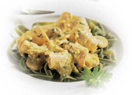 Champignon-Curry mit Höhenrainer Gelbwurst